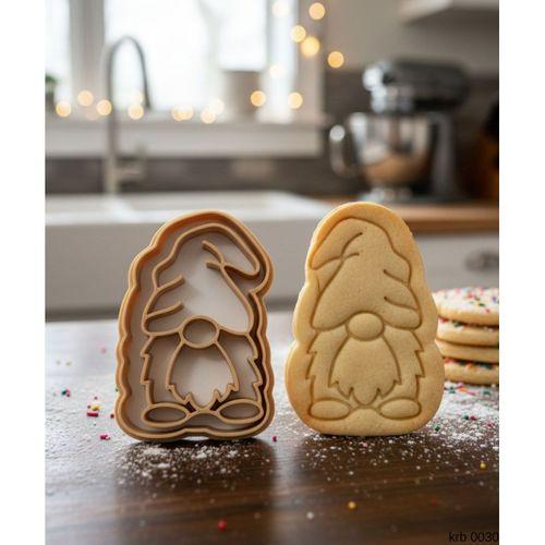 Mini Uzun Şapkalı Noel Cücesi Kurabiye Kalıbı – Küçük Boy Gnome Figürlü, Çift Parça Hamur Kesici, Şeker Hamuru ve Oyun Hamuru İçin