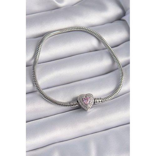 Pirinç Zirkon Taşlı Kalp Figür Charm Model Kadın Bileklik