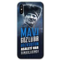 MRCİLETİSİM Xiaomi Redmi 9A Kılıf Kapak - Bozkurt Atatürk +Hayalet Ekran Yandan Gözükmez