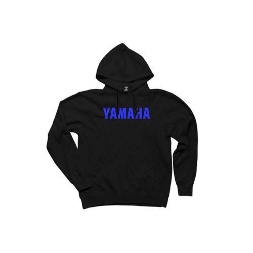 Yamha Text Blue Siyah Kapşonlu Sweatshirt Hoodie