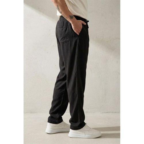 Magnus Tensel Kumaş Relaxed Fit Beli Lastikli Yazlık Erkek Pantolon - Siyah
