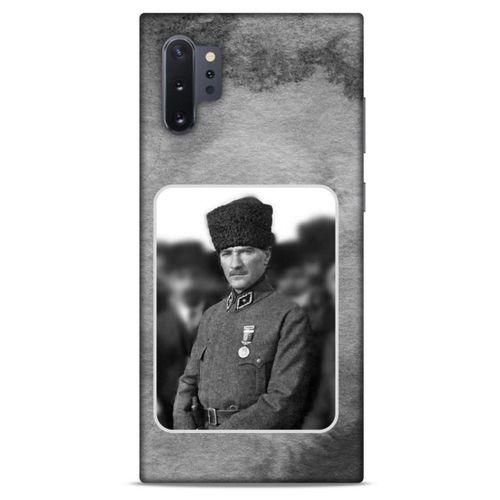 Samsung Galaxy Note 10 Plus Kılıf Atatürk (38) Neo Hybrid Kılıf Antrasit Taş