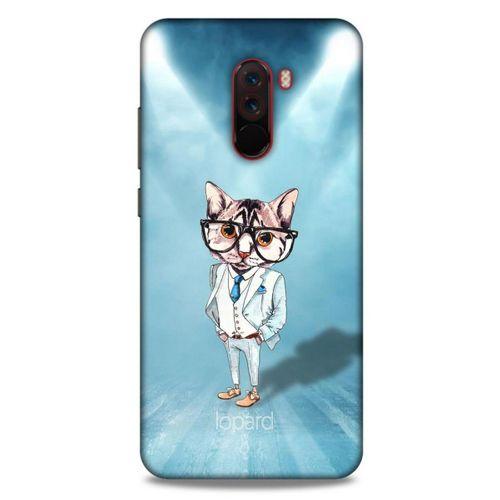 Xiaomi Pocophone F1 Kılıf FunnyMaX (40) Fit Silikon Kılıf Açık Mavi Kedi