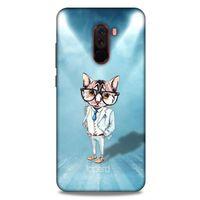 Xiaomi Pocophone F1 Kılıf FunnyMaX (40) Fit Silikon Kılıf Açık Mavi Kedi