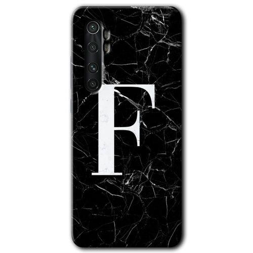 Xiaomi Mi Note 10 Lite Kılıf HD Desen Baskılı Arka Kapak - Siyah Mermer Desenli F Harfi