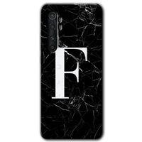 Xiaomi Mi Note 10 Lite Kılıf HD Desen Baskılı Arka Kapak - Siyah Mermer Desenli F Harfi