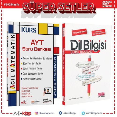 Acil Yayınları AYT Matematik KURS ve AKM Dil Bilgisi Soru Bankası Seti 2 Kitap