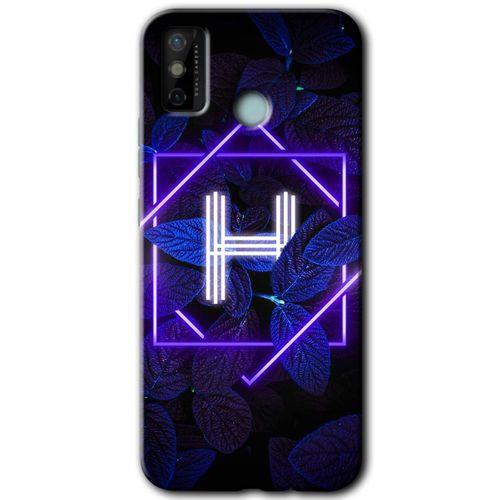 Tecno Spark 6 Go Kılıf HD Desen Baskılı Arka Kapak - Dark Neon Yaprak H Harfi