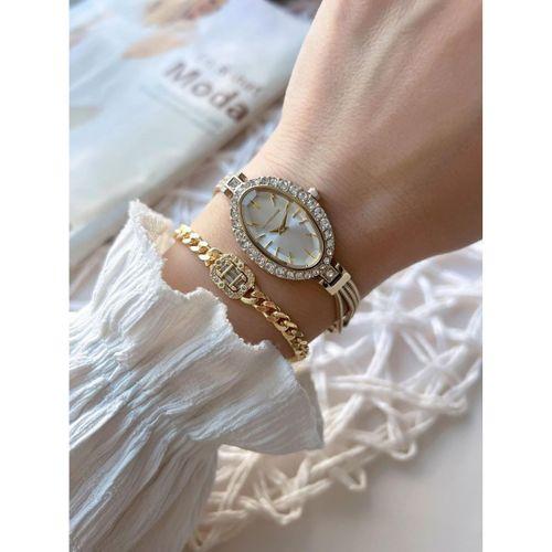 U.S.Polo Assn. Zincirli Özel Tasarım Çelik Kordon Kesme Kristal Camlı 3 Atm Kadın Kol Saati U02148.1