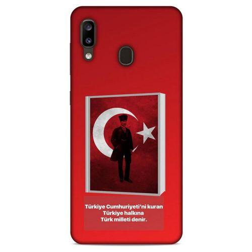 Samsung Galaxy A20 Kılıf Atatürk (4) Koruma Kılıfı Kırmızı