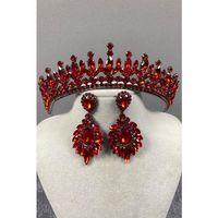 Pedro Taşlı Gelin Kına Tacı Ve Küpe Seti