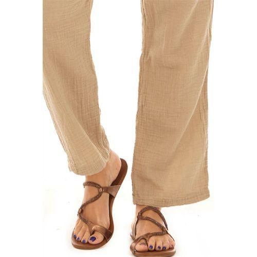 Müslin Vizon Beli Bağcıklı Cepli Kadın Yazlık Pantolon