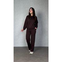 Kadın Uzun Kollu Bisiklet Yaka Viskon Iki Iplik Bluz Ve Pantolon Ikili Takım