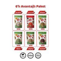 6’lı Avantajlı Gurme Baharat Seti Karabiber30, Pul Biber40, Kimyon40, Nane50, Kişniş50, Sumak50 gr
