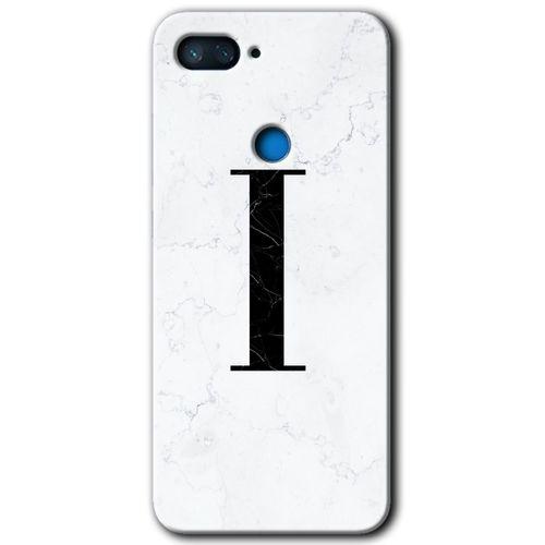 Xiaomi Mi 8 Lite Kılıf HD Desen Baskılı Arka Kapak - Beyaz Mermer Desenli I Harfi + Kırılmaz Cam