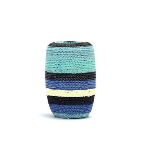 2 Adet Diş Fırçalık Mavi Örgü Poliresin 7X7X11Cm Banyo Seti