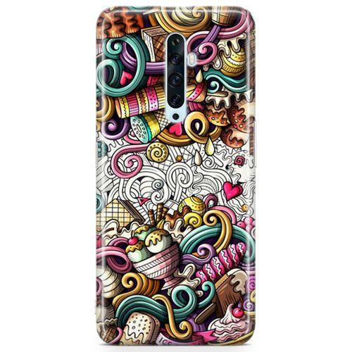 Oppo Reno2 Z 2019 Kılıf Dondurma Doodle Arka Kapak Koruma Desenli Full Koruyucu