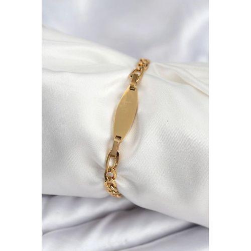 316L Çelik Gold Renk Oval Yazı Yazmaya Uygun Kadın Bileklik