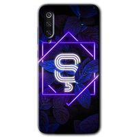 Potkal Hediye Fabrikası Xiaomi Mi 9 Kılıf HD Desen Baskılı Arka Kapak - Dark Neon Yaprak Ş Harfi