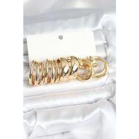 Pirinç Gold Renk 3 Çift Vintage Kadın Küpe Seti