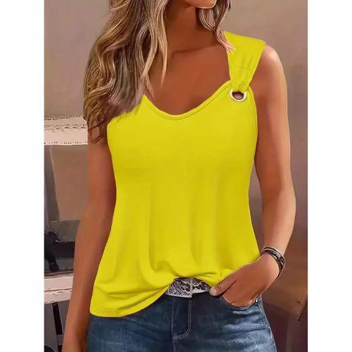 Kadın Askılı V Yaka Kuş Gözü Detaylı Viskon Bluz