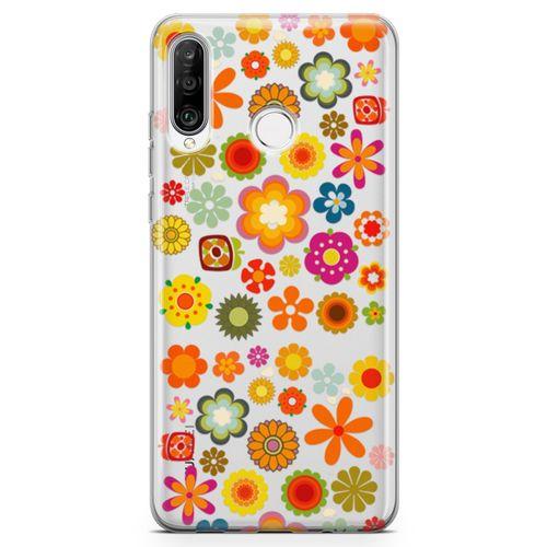 Huawei P30 Lite 2020 Kılıf Papatya Bahçesi Arka Kapak Koruma Desenli Full Koruyucu