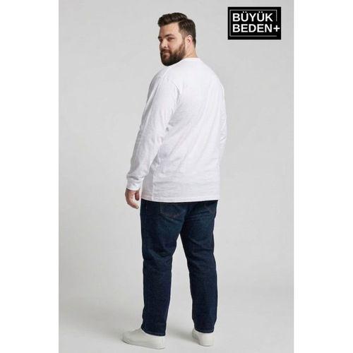 Erkek Büyük Beden 3 lü Set Uzun Kollu 2 İplik Bisiklet Yaka Tişört SPR26BEA942+3