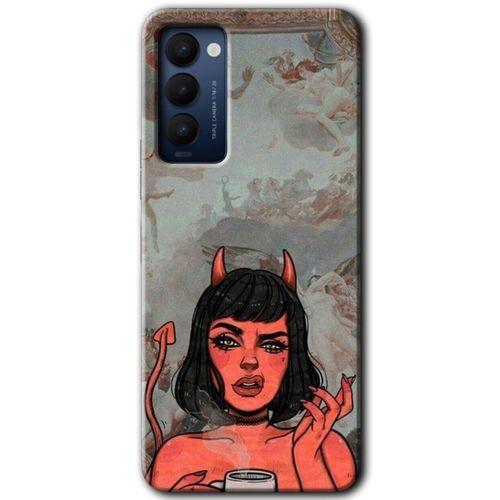 Tecno Camon 18 HD Baskılı Kılıf + 9D Tam Ekran Koruyucu - Devil Girl