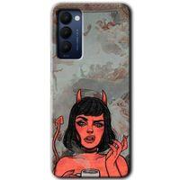 Tecno Camon 18 HD Baskılı Kılıf + 9D Tam Ekran Koruyucu - Devil Girl