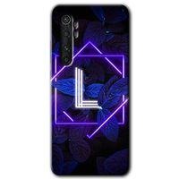 Potkal Hediye Fabrikası Xiaomi Mi Note 10 Lite Kılıf HD Desen Baskılı Arka Kapak - Dark Neon Yaprak L Harfi