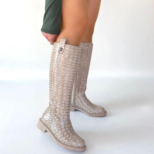 Metta Bej Cilt Desenli Çizme