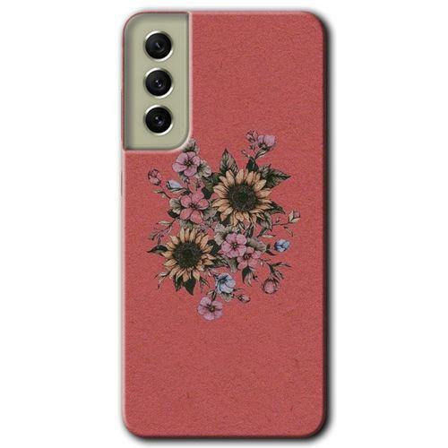 Galaxy S21 FE Kılıf HD Desen Baskılı Arka Kapak - Retro Çiçek + Kırılmaz Cam