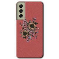 Galaxy S21 FE Kılıf HD Desen Baskılı Arka Kapak - Retro Çiçek + Kırılmaz Cam