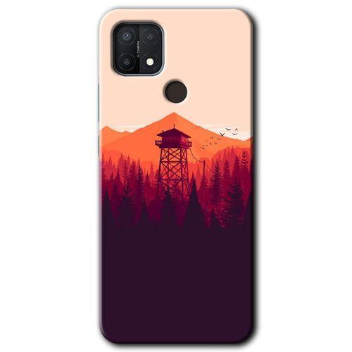 MRCİLETİSİM Oppo A15 Kılıf HD Desen Baskılı Arka Kapak + Temperli Cam - Gözlem Kulesi