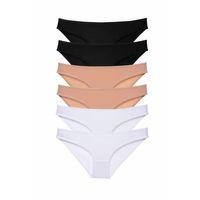 6 adet Süper Eko Set Likralı Kadın Slip Külot Siyah Ten Beyaz