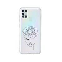 Samsung A21S Flower Women Art Desenli Premium Şeffaf Silikon Kılıf