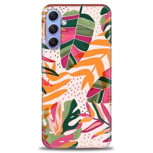 Samsung Galaxy A24 Kılıf HD Baskılı Kılıf - Turuncu Pembe + Tam Ekran Koruyucu