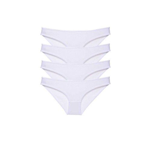 4 adet Süper Eko Set Likralı Kadın Slip Külot Beyaz