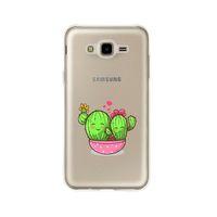 Samsung J7 Sevimli Kaktüs Desenli Premium Şeffaf Silikon Kılıf