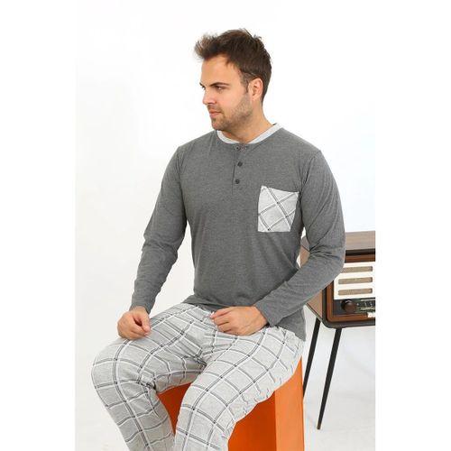 Erkek Uzun Kol Penye Antrasit Pijama Takımı