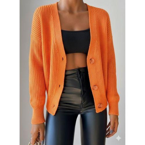 Kadın Uzun Kollu Düğme Detay Triko Bluz