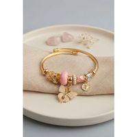 Pembe Kelebek Model Gold Renk Charmlı Bileklik