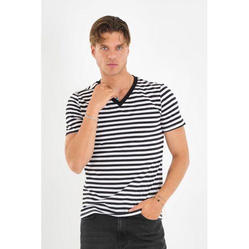 ALEXANDERGARDI V Yaka Çizgili T-shirt