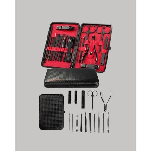 17 Parça Profesyonel Manikür Pedikür Seti Paslanmaz Çelik Siyah Kutu