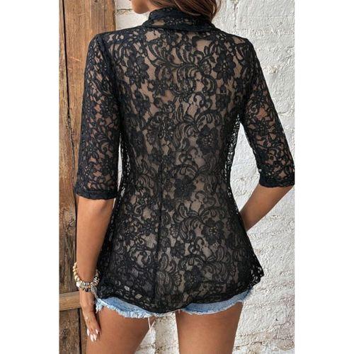 Kadın Kısa Kollu önü Açık Dantelli Ceket