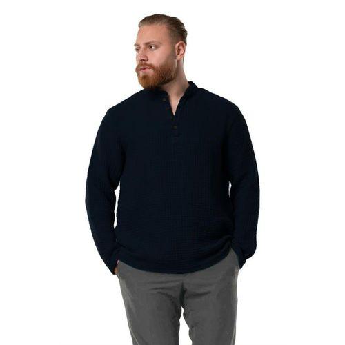 Uzun Kol Erkek Hakim Yaka Double Müslin Sonbahar ve Kışlık Sweatshirt Siyah Syh