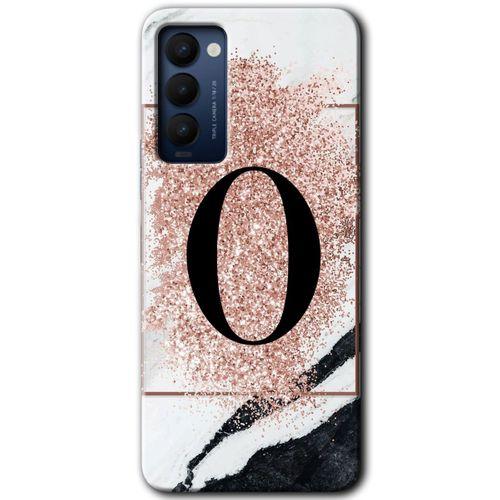 Potkal Hediye Fabrikası Tecno Camon 18 Kılıf HD Desen Baskılı Arka Kapak - Pembe Mermer Desenli O Harfi