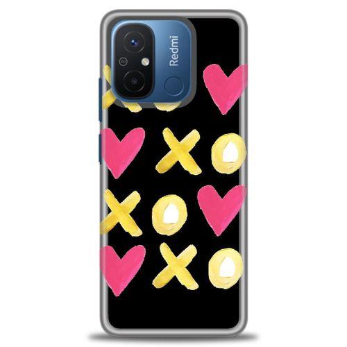 Xiaomi Redmi 12C Kılıf HD Baskılı Kılıf - XOXOXO + Tam Ekran Koruyucu