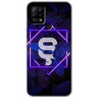 Tecno Pova Kılıf HD Desen Baskılı Arka Kapak - Dark Neon Yaprak Ş Harfi