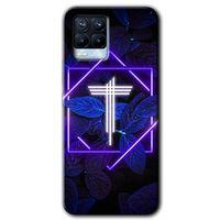 BeRa Aksesuar Realme 8 Kılıf Baskılı Kapak - Dark Neon Yaprak T Harfi +Tam Kaplayan Mat Seramik